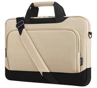 GSCLZ Funda for portátil resistente al agua con correa for el hombro, funda for de 14 '', 15,6" y 17", bolsa for ordenador alta capacidad(Beige,17-inch)