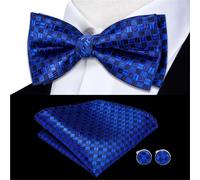 GSCLZ Juego de gemelos y pañuelo seda azul for hombre, con nudo mariposa preatado, for bodas negocios Para Fiesta De Boda De Negocios