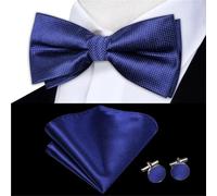 GSCLZ Juego de gemelos y pañuelo seda azul for hombre, con nudo mariposa preatado, for bodas negocios Para Fiesta De Boda De Negocios