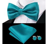GSCLZ Juego de gemelos y pañuelo seda verde for hombre, con nudo mariposa preatado, ideal for bodas negocios Para Fiesta De Boda De Negocios