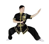 GSCLZ Ropa de Artes Marciales con dragón Bordado de Manga Corta, Uniformes de Tai chi, Trajes de Kung fu y Wushu(150cm)