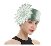 GSCLZ Sombrero de tela satinada for cóctel verde, elegante sombrero for fotografía, con cadena, formal moda, copa flores for mascarada o boda, for mujer(Green03)