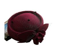 GSCLZ Sombrero fascinador de lana, sombrero pastillero fieltro invierno for mujer, iglesia for boda, velo con lazo, fedoras(Color-03)