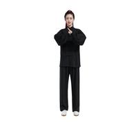 GSCLZ Traje de Tai Chi de algodón for Mujer, Uniforme de Artes Marciales de Kung Fu y Wushu for Hombre, Chaqueta y pantalón Wing Chun, Ropa de Ejercicio Oriental(Black,S(160cm))
