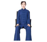 GSCLZ Traje de Tai Chi de algodón Suave for Hombre y Mujer, Uniforme de Artes Marciales Kung Fu Wushu, Chaqueta y Pantalones Wing Chun(Blue,XXL(180cm))