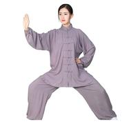 GSCLZ Traje de Tai Chi de algodón Suave for Hombre y Mujer, Uniforme de Artes Marciales Kung Fu Wushu, Chaqueta y Pantalones Wing Chun(Gray,XXL(180cm))