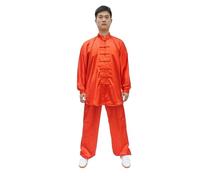 GSCLZ Traje de Tai Chi Yaga de satén for Hombre y Mujer, Uniforme de Artes Marciales de Kung Fu y Wushu con Cuello levantado y Pantalones(Red,155)