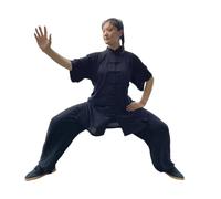 GSCLZ Uniforme de Tai Chi de algodón, Ropa de Wushu y Kung Fu for Adultos, Traje de Wing Chun for Artes Marciales, Traje Tang de Rendimiento de Tai Chi(Dblack,XXXXL(190cm))