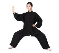 GSCLZ Uniforme de Tai Chi de algodón, Ropa de Wushu y Kung Fu for Adultos, Traje de Wing Chun for Artes Marciales, Traje Tang de Rendimiento de Tai Chi(Black,XXS(150cm))