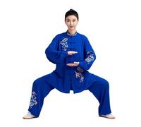 GSCLZ Uniforme de Tai Chi, Ropa de Artes Marciales, Ropa de Kung Fu, Ropa de competición for Hombres y Mujeres, Bordado(Blue,XS)