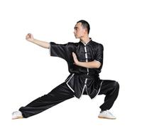GSCLZ Uniforme de Tai Chi Shaolin kungfú, Ropa de Wushu, Traje de Artes Marciales, Disfraz de Taiji Wushu, Wing Chun, Puesta en Escena(Black,165-175cm)