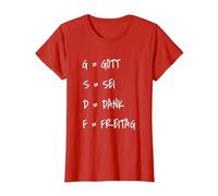 GSDF Gott Sei Dank Freitag - Día de la Semana Fin de Semana Camiseta, Mujer, Rojo, 3XL