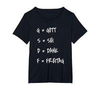 GSDF Gott Sei Dank Freitag - Día de la Semana Fin de Semana Camiseta, Mujer Tallas Grandes, Negro, 5XL Grande