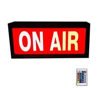 GSDGV On Air Light Box, Light Sign Lightbox, decoración de pared inalámbrica a pilas, mando a distancia con regulable, para pubs Home Cinema Studio (negro, tamaño: 2)