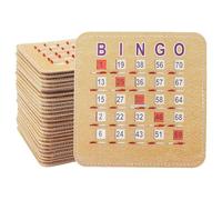 GSE Games & Sports Expert Paquete de 50 tarjetas de bingo reutilizables con obturador, tarjetas de juego de bingo cosidas de 5 capas con ventanas deslizantes de rápida transparencia para grupos