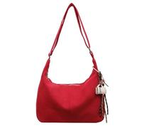 GSenhui Bolso de hombro de ante para mujer, bolso de la compra, grande, holgado, grande, de gamuza, vintage, para trabajo, escuela, compras, Suede rojo