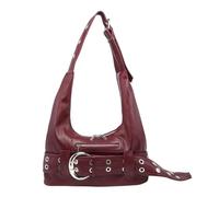 GSenhui Bolso punk para mujer, bolso de mano con remaches, bandolera con correa de hombro ajustable, Y2k Shoulder Bag Women Vintage Rivet Bolso de cuero para niña, Rojo vino.