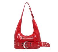 GSenhui Bolso punk para mujer, bolso de mano con remaches, bandolera con correa de hombro ajustable, Y2k Shoulder Bag Women Vintage Rivet Bolso de cuero para niña, rojo