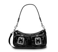 GSenhui Hobo Bag - Bolso pequeño para mujer Y2k Shoulder Bag Women Kunleder Umhängetasche Klein Crossbody Bag Cool Niñas con Exterior, Doble Bolsillos, Negro - Cuero Liso