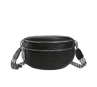 GSenhui Riñonera para mujer Crossbody Bag Damen Breite Gurt Veganes Leder Gürteltasche Schultertasche Umhängetasche Damen Gross mit abnehmbaren Schultergurt Schwarz, Bh1-negro, Einheitsgröße