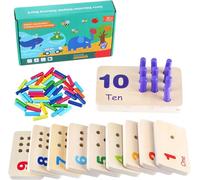 Gserin Tablero de madera para contar números para niños, juguete matemático Montessori para niños pequeños, manipuladores de matemáticas, materiales educativos de aprendizaje temprano para niños de 3