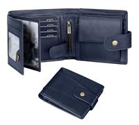 GSG SINCE 1998 Billeteras de cuero vacuno multifuncional con bloqueo RFID con 17 ranuras para tarjetas de crédito, 2 compartimentos para billetes, 2 ventanas de identificación, 1 bolsillo para monedas