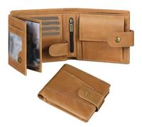 GSG SINCE 1998 Billeteras de cuero vacuno multifuncional con bloqueo RFID con 17 ranuras para tarjetas de crédito, 2 compartimentos para billetes, 2 ventanas de identificación, 1 bolsillo para monedas