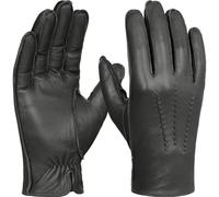 GSG SINCE 1998 Guantes Piel Hombre de Cuero - Piel de Oveja Sin Cromo, Compatibles con Pantalla Táctil, Forro de Lana, Guantes de Invierno Cálidos para Conducir, Verde Celadón M