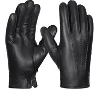 GSG SINCE 1998 Guantes Piel Hombre de Cuero - Piel de Oveja Sin Cromo, Compatibles con Pantalla Táctil, Forro lana de cordero, Guantes de Invierno para Conducir, Negro S