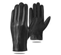 GSG SINCE 1998 Guantes Piel Hombre - Piel de Oveja Sin Cromo, Forro de Lana, Guantes de Invierno Cálidos para Conducir, Negro M