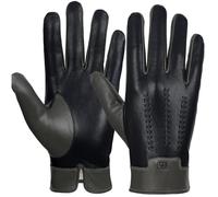 GSG SINCE 1998 Guantes Piel Hombre y Cuero - Cuero Auténtico Sin Cromo, Compatibles con Pantalla Táctil, Guantes de Invierno para Conducir con Forro de Cachemira M180807 Verde Celadón M