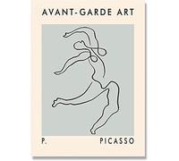 GSHRED Picasso Arte Abstracto Póster Corporal Bailando Línea Arte de Pared Picasso Bailando Cuerpo Lienzo Pintura Abstracto Decoración de Pared Sala Sin Marco 30 × 40 cm