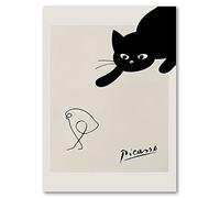 GSHRED Pintura de lienzo vintage de la línea de gato negro Pablo Picasso Exposición carteles e impresiones Galería moderna Arte de pared Imágenes Decoración del hogar sin marco 50 × 70 cm