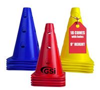 GSi Conos de entrenamiento de 9 pulgadas con agujeros, juego de 18, crea obstáculos ajustables y circuitos de agilidad, conos deportivos duraderos para fútbol, niños, PE y entrenamiento multideportivo