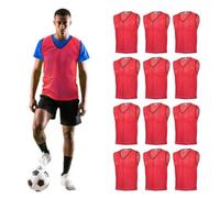 GSi Pinnies deportivos - Paquete de 12 - Tamaño libre para jóvenes y adultos - 5 opciones de color - Chaleco de práctica de fútbol, baloncesto, rosso, L