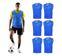 Gsi Sports Pinnies - Paquete de 6 - Tamaño libre para jóvenes y adultos - 5 opciones de color - Chaleco de práctica de fútbol, baloncesto, azul, L