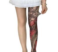 GSJDKN 3D Brillante Control de Medias Estilo Tatuaje Impresión Unisex Medias Pantimedias Transparentes Medias de Seda Antideslizantes Se Pueden Cortar a voluntad Medias de Cintura Alta