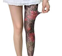 GSJDKN 3D Brillante Control de Medias Estilo Tatuaje Impresión Unisex Medias Pantimedias Transparentes Medias de Seda Antideslizantes Se Pueden Cortar a voluntad Medias de Cintura Alta