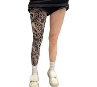 GSJDKN Medias Impresas 3D Personalidad Una Sola Pierna Ultrafinas Realistas Tatuajes Impresiones Medias (Una Sola Pierna) (A)