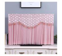 GSJNHY Fundas Protectoras para Televisores Lace Embroidery Wall Mounted TV Cover Tassel Chiffon Living Room Decoration LCD Protection No Need To Disassemble(Red,95x Height 58cm)