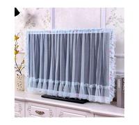GSJNHY Fundas Protectoras para Televisores Lace Fabric Door Curtain TV Circle Can Be Flipped Cover Monitor Screen Home Decorations With Elastic(Blue Front yarn)