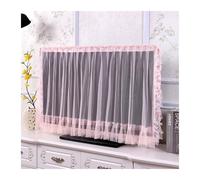 GSJNHY Fundas Protectoras para Televisores Lace Fabric Door Curtain TV Circle Can Be Flipped Cover Monitor Screen Home Decorations With Elastic(Pink Front yarn)