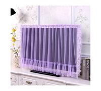 GSJNHY Fundas Protectoras para Televisores Lace Fabric Door Curtain TV Circle Can Be Flipped Cover Monitor Screen Home Decorations With Elastic(Purple Front yarn)