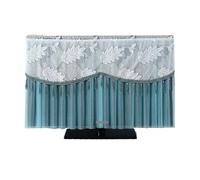 GSJNHY Fundas Protectoras para Televisores Tassel Edge Living Room TV Decoration Cover Wall Mounted LCD Lace Embroidered Yarn Cloth Without Removing It(Deep green,130x Height 85cm)