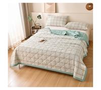 GSJNHY Manta Verano Cama One Printed Checked Summer Quilt, Machine Washable, Single and Double Quilt Core (Without Pillowcase)(Glitzy Plaid Green,200x230cm)