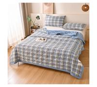 GSJNHY Manta Verano Cama One Printed Checked Summer Quilt, Machine Washable, Single and Double Quilt Core (Without Pillowcase)(Lilac Blue,150x200cm)