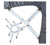 GSJNHY Sujetadores de sábanas 4 Uds Correas de Soporte for sábanas, Clips elásticos for Esquinas colchón, Sujetadores Ajustables 3 vías, Pinzas, Ropa Cama(4 White Pieces)