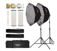 GSKAIWEN Kit de iluminación parabólica octogonal de 110 W con rejilla de panal/control remoto/soporte para luz de estudio, grabación de video, retratos, fotografía de productos, transmisión en vivo