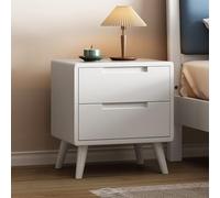 GSKDBCC Mesita de Noche para Dormitorio, mesitas de Noche de Madera con 2 cajones, mesita de Noche Moderna de Mediados de Siglo, Mueble de Almacenamiento pequeño, Color Blanco Chaser of Light