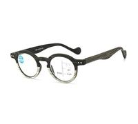 GSKDZG Gafas De Lectura Grano De Madera Retro Gafas Presbicia Multifocales Progresivas Redondo Gafas De Ordenador Para Hombre Mujer Anti Luz Azul +2.0 +1.5(Black,+2.5)